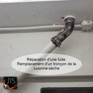 Réparation d'une fuite sur une colonne sèche